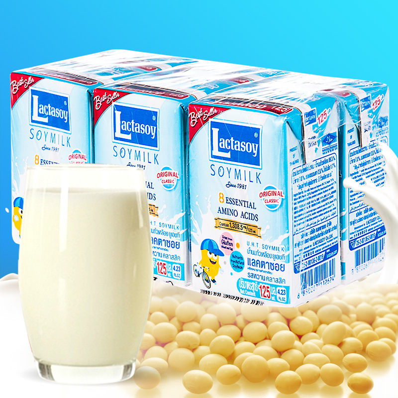 泰国进口 力大狮原味豆奶125ml*6盒 黄豆乳制品营养早餐饮料