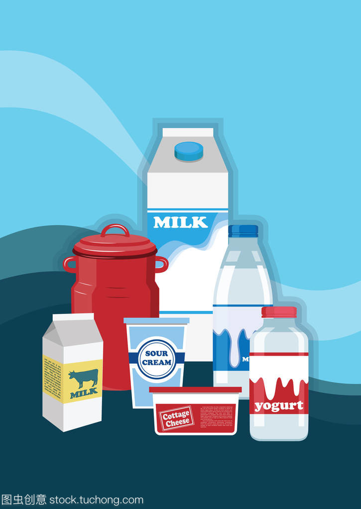 乳制品。牛奶产品。农场的产品。垂直的旗帜